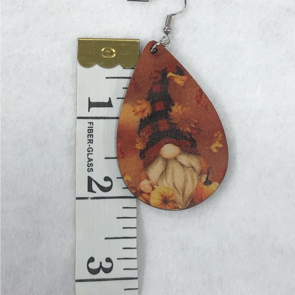 Set Of Three Wooden Gnome Fall Earrings - Picture 10 of 10